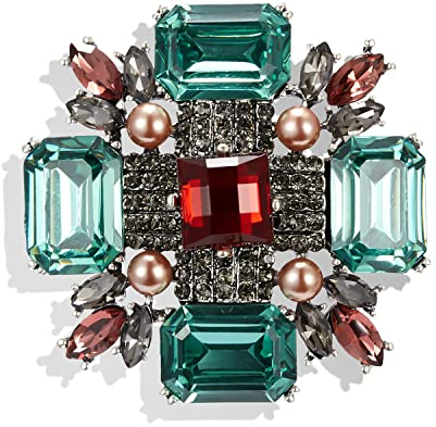 Deft and FashionBroches de Perles de Cristal carrées de Luxe pour Femmes Broche géométrique Broche Accessoires de vêtements de fête de Mariage Bijoux