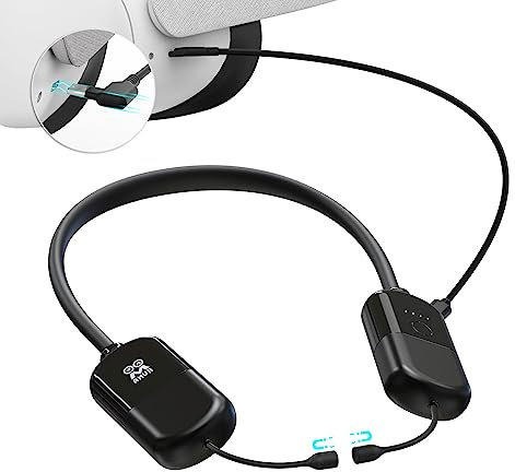 UPOK Batterie à col suspendu 8000 mAh compatible avec Meta Quest 3/Oculus Quest 2/Oculas, casque de réalité virtuelle, batterie portable à charge rapide pour 3 à 5 heures de temps de lecture, soulage
