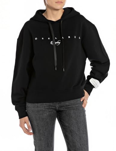 Replay Damen Hoodie aus Baumwolle, Black 098 (Schwarz), XL