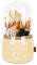 WAFJAMF Makeup Organiser Brush Holder 360 Rotating Cosmetics Organizer Large Capacity Storage Box with Lid Dustproof 7 Slot Makeup Brush Container - Upgrade Style - Butter Yellow