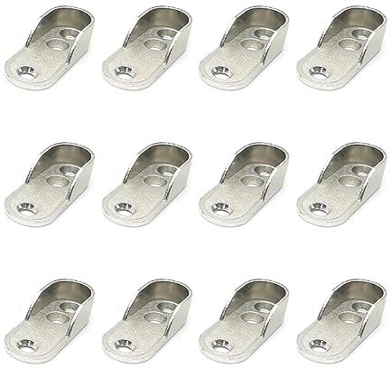 DDKY 12 Stücke 19.59 * 31.6MM kleiderstange Schrank,Kleiderstangenhalter Kleiderstange Halterung Schrankrohrlager Vernickelt Silber Garderobe Stangen Halterung Garderoben Flansch Schienen Halterung