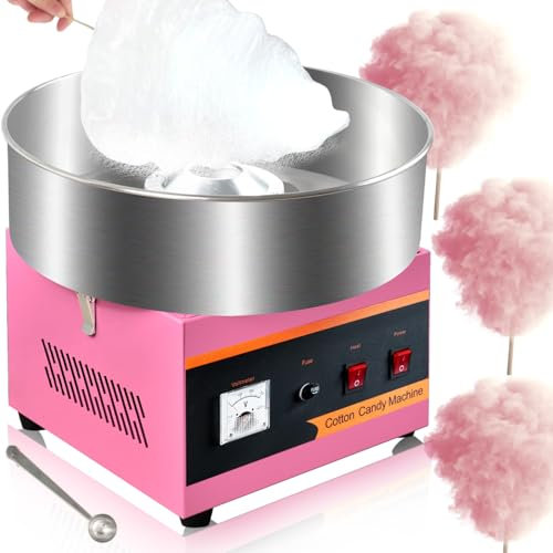 Commercial Candy Cotton Machine, 1000W Cotton Machine Cotton Candy Making Machine with Stainless Steel Bowl, Sugar Spoon, Anti-Rust Coating, for