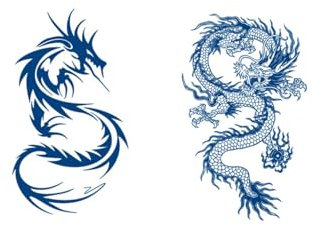 2 Petites Feuilles Tatouage Temporaire Dragon Tattoo Dragon Tattoo Longue Durée GZX023 034