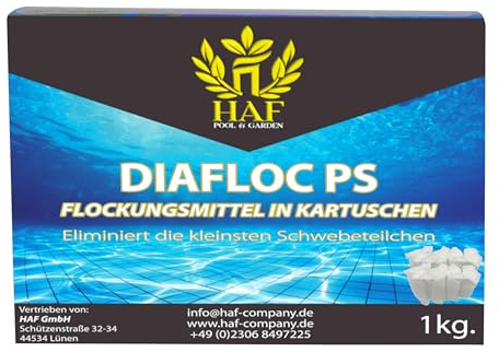 HAF® 1 kg Flockkartuschen | Flockungsmittel Kartuschen für kristallklares Poolwasser - Einfache Anwendung & sehr effektive Wirkung - Qualität: Made in Europe - Menge: 8 Kartuschen je 125g = 1 kg