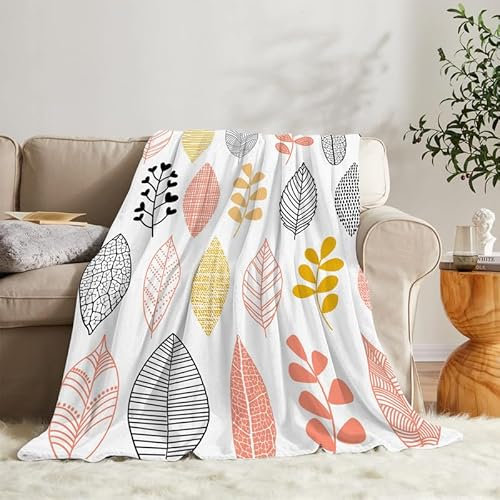 Flanell Fleecedecke Kuscheldecke Blatt 180x200 Große, Anlage Sofa Decke Weiche mit Motiv, Microfaser Wohndecke Plaid Decke Wohnzimmer Couch