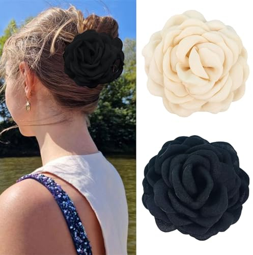 Mezrkuwr 2 Pinzas para el Pelo de Rosas Grandes Hawaianas para Mujeres y Niñas - 2 Unidades con Flores