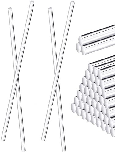 TIHONORI 50 pièces de Longueur 10cm bâtons acryliques Transparents tiges de Chevilles acryliques de 2 mm à 5 mm de diamètre pour Bricolage Bricolage décorations de fête,2mm