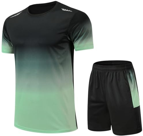 Chukamalilayi Ensemble t-shirt et short de course à pied pour homme - Survêtement de sport dégradé à manches courtes et short de jogging