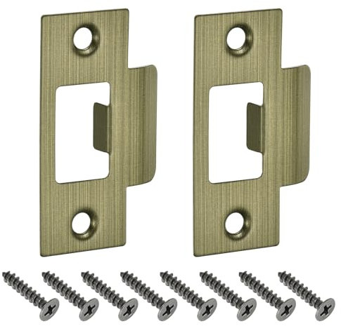 sourcing map 2Pcs Door Strike Plate, 70mm x 40.3mm Stainless Steel Latch Deadbolt Replacement Lock Strike Plate for Door Frame Door Jamb Reinforcement, Bronze