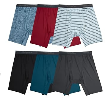Fruit of the Loom Men's Standard 4-Way Stretch Boxer Briefs | Lightweight & Moisture Wicking Underwear, Regular Trunk, Long Leg-6 Pack-Assorted Colors