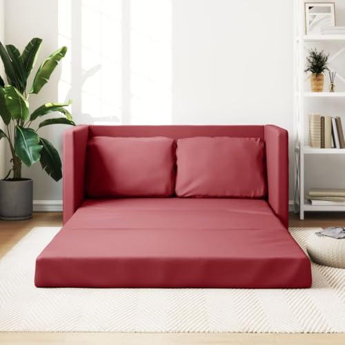 IKAYAA Schlafsofa Sofa mit Schlaffunktion Bettsofa Schlafcouch Sofabett Bodensofa Klappbar mit Schlaffunktion, Gästesofa mit Schlaffunktion, Lazy Sofa für Wohnzimmer, Schlafzimmer Weinrot