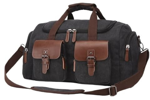 Handgepäck Tasche Sporttasche Reisetasche, Canvas Weekender-Übernachtungstasche, Vintage-Reisehandtasche, Handgepäcktasche Übernachtungstasche(F)