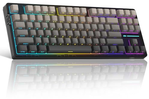 Light87 Wireless Mechanical Keyboard, Gasket Structure, 2.4G/USB-C/BT5.0 Hot Swappable Custom Keyboard, RGB Backlit Gaming Keyboard for PC/Win/Mac, Linear Blue Whale Switch, PBT Keycaps - Grey