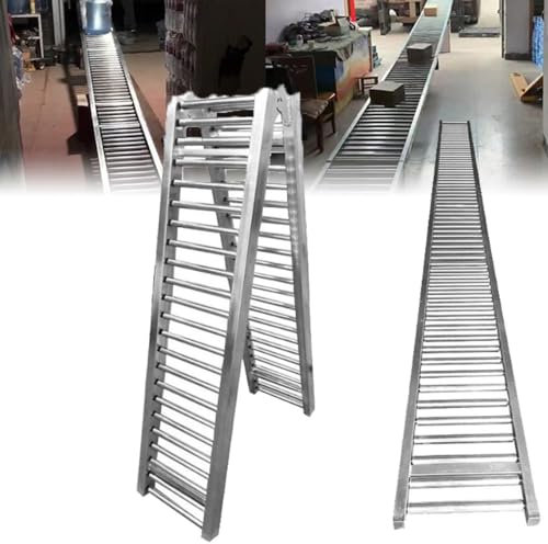 ZHPPED Leichtlastförderer, Nicht angetriebene Rollenförderführungen, ABS-Kunststoffrollen, Edelstahlrahmen, Entladerolle für den Transport von Fässern, Wasserkartons,Silver-(w) 40cm-250cm