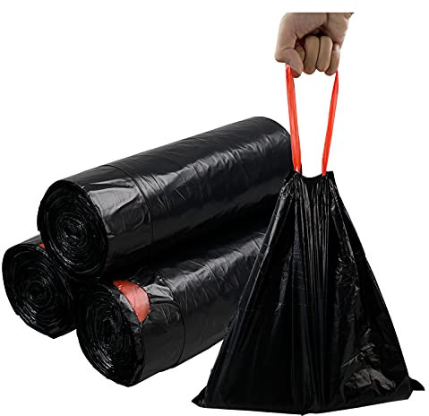 Uumitty Müllbeutel mit Kordelzug, 20 l, Kunststoff, Schwarz, 3 Rollen/102 Stück