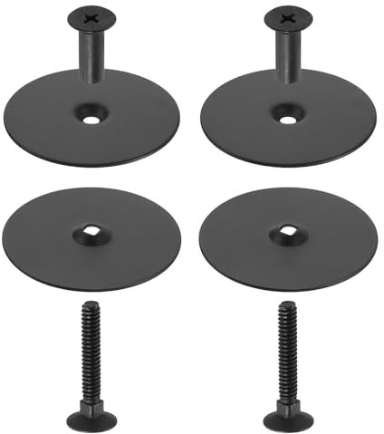 sourcing map 2 Set Door Hole Cover Plate, 2-5/8 Diameter Round Deadbolt Cover Plate Metal Door Knob Handle Hole Filler Plate with Connecting Screws, Black