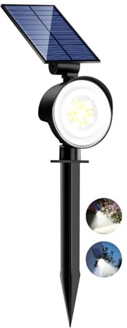 nipify Faretti Solari a Led da Esterno, 3 Modalità Luci Solari da Giardino Potenti, Impermeabile Lampade Solare per Patio, Garage, Cortile, Parete, Prato (Bianco)