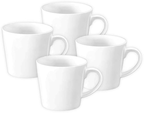 Wilmax - Tasses à thé et à café - Lot de 4-280 ml - Tasse à café en porcelaine - Lot pour thé, café, cappuccino - porcelaine - Blanc