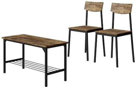 Vicco Sitzbank und Stuhl Fyrk, Schwarz/Eiche rustikal, 85 x 46 cm 3 Teile