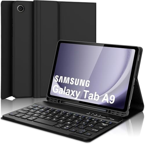 Occtingkind, Tastiera per Samsung Tab A9 8.7, Cover con Tastiera Galaxy A9 2023, Custodia con Magnetische Rimovibile Bluetooth Keyboard per Samsung TabA9 8.7 pollici, Italiano, USB C, Nero