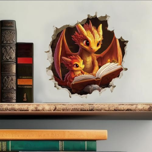 ANATTASOUL 3D und Dragon Wandtattoo, Wandaufkleber Wandsticker Wanddeko Selbstklebend für Wohnzimmer, Schlafzimmer, Flur, Badezimmer, Küche, Wanddeko