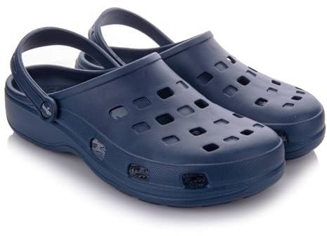 LEMIGO Lemigoose - Zuecos ligeros de jardín para hombre y mujer, azul marino, 36 EU