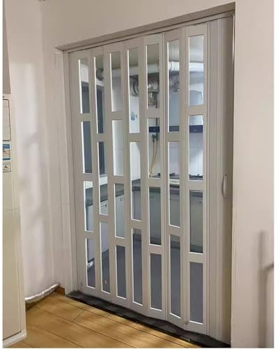 Porta a fisarmonica interna Porte a soffietto colorate personalizzabili for interni, porte scorrevoli alte 60, 70, 80, 82 e 84 pollici, for camera da letto, balcone, cucina, soffitte, finestre(80x70in