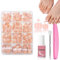 Fake Toe Nails Sett - 240PCS Short Square False Toenails Kit With Glue - White French Tip Nude Glossy Full Cover Fake Toe Nails - 12Size Stick on Toenails Tip for Women Nail Art DIY