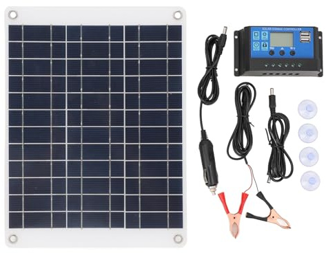 Panneau solaire 50W, Panneau de charge solaire monocristallin Module de chargeur à haute efficacité avec contrôleur de l'épreuve de l'eau 10A pour camping de voyage en plein air