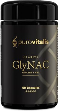 PUROVITALIS GlyNAC 600mg, Glycine & NAC, Glutathione Support, 60 Capsules | Amino acids for cellular energy, glutathione and antioxidant defence; 1-month supply, gluten-free, GMP, vegan