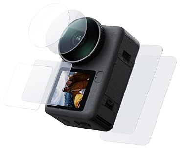 TELESIN Displayschutzfolie für DJI Osmo Action 6 (2 Sets), Objektiv-/Vorder-/Rück-/Bildschirmschutz aus gehärtetem Glas für DJI Osmo Action 6 Zubehör, fingerabdruckabweisend, blasenfrei (3+3 Stück)