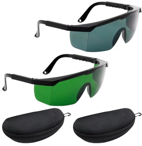 Dwitkul 2 Stück IPL Brille Laser Schutzbrille 200-2000nm Laserschutzbrille UV Lichtschutzbrille Blendschutzbrillen mit Brillenetui Arbeitsbrille mit Seitenschutz für Schönheit HPL/IPL Haarentfernung