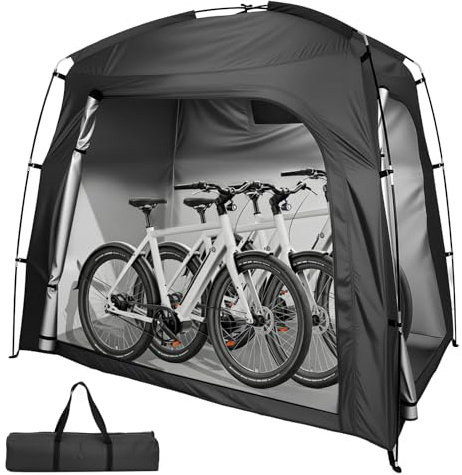 YORKING Bike Storage Outdoor for 1- 3 Bikes, 200*120*165cm, Bike Cover for Outside Storage Waterproof Bike Shed with Ventilated Window, Bicycle Cover Bike Tent Bike Store Shelter Storage Tent (Black)