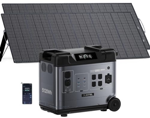 OUKITEL P5000 Plus Tragbare Powerstation 5120Wh mit 2x500W Solarpanel | 3600W AC (7200W Spitze) Solargenerator, <10ms USV, 1.2 Std Schnellladung, LFP Akku, Stromgenerator für Camping/Haus/Wohnmobil