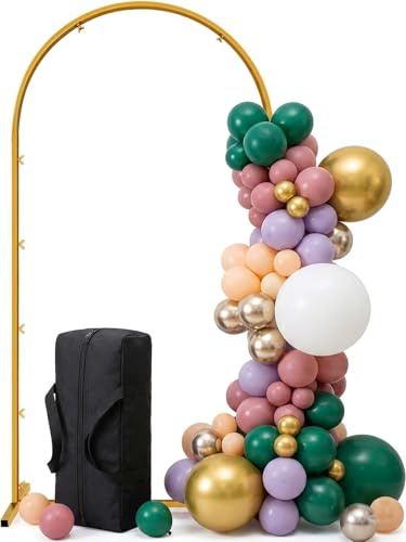 2.2M Hochzeitsbogen Hintergrund Stände, Goldener Metallbogen-Hintergrundständer mit Aufbewahrungstasche für Hochzeitszeremonie, Geburtstagsfeier, Brautdusche, Fotobox, Garten
