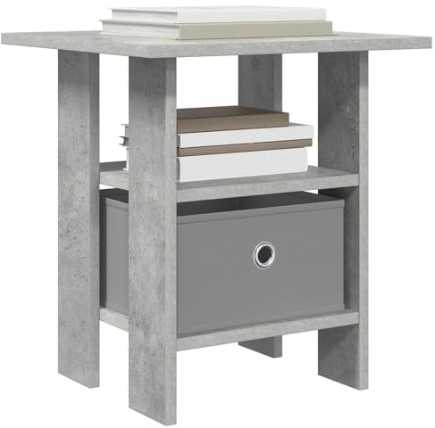 vidaXL Nachttisch 2 pcs Beton Grau 41 x 40 x 45 cm Holzwerkstoff, Wohnzimmer, moderner Nachttisch, rechteckiger Kleiner Beistelltisch, stylischer Stauraum