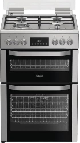 Hotpoint HDD6GDC2WX 60cm Double Oven Dual Fuel Cooker - Stainless Steel - A/A Rated