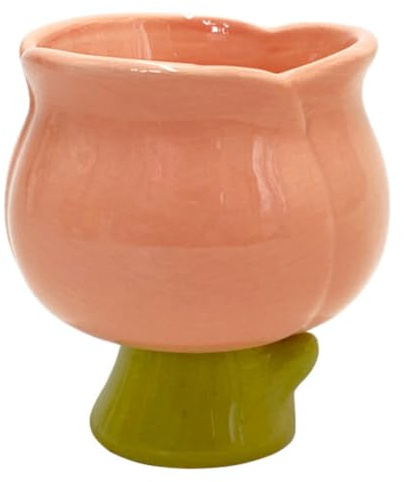 iplusmile Taza de Cerámica Creativa con Forma de Flor, Color Rosa Suave, para Helados y Postres, Cuenco Individual Multifuncional para Mesa y Adorno, Diseño Estable y Fácil de Limpiar