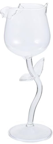 Zerodeko Bicchiere da Vino a Forma di Rosa in Vetro Trasparente per Ristorante e Bar, Elegante Coppa Frizzante Decorativa per San Valentino e Feste