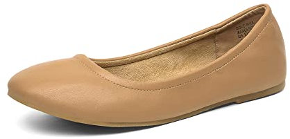 DREAM PAIRS Women's Slip On Round Toe Ballet Flats Pumps Shoes Sole-Fina Nude - 10 M US