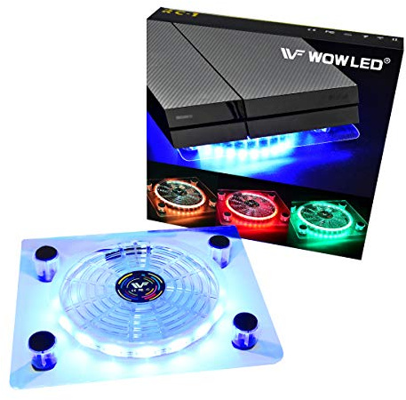 WOWLED USB RGB LED Cooler Cooling Fan Pad Stand Accessories for PS4 Playstation 4 Pro XBOX One Consoles Laptop Notebook …