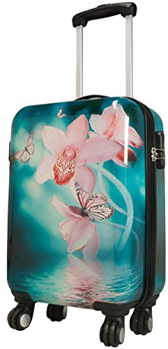 Bowatex Kleiner Trolley Handgepäck Reisekoffer Orchidee Blumen Koffer 55 cm