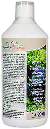 AquariumDirekt Flüssiges AKTIV Filtermedium (Der Wasseraufbereiter entfernt Schadstoffe, Medikamente, Schwermetall und Chlor für Süß- und Seewasser Aquarium), Größe:1 L