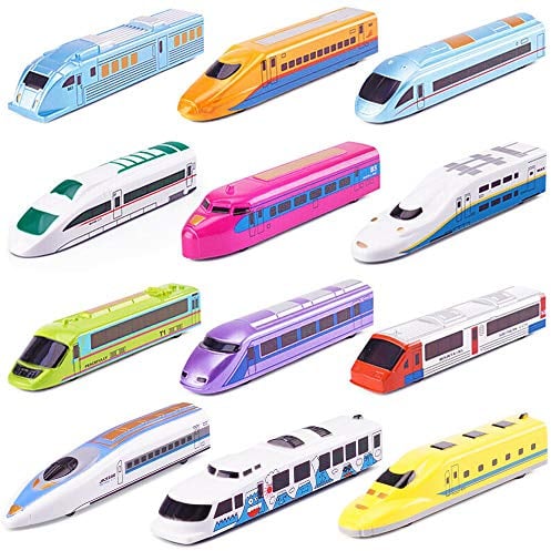 CORPER TOYS Bullet Train Pull Back Toy High Speed City Train Modern Lokomotiven for Kids Toddle Boys - Bundle of 12