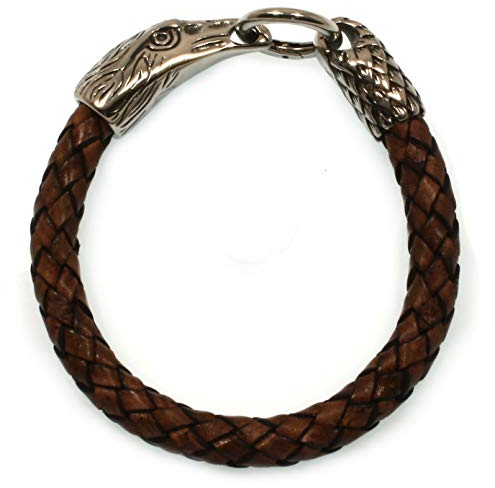WAVEPIRATE® Echt Leder-Armband Edelstahl Eagle Adler Braun 22 cm Edelstahl-Verschluss in Geschenk-Box Herren