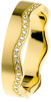 Ernstes Design Ring R554 evia Edelstahl Zirkonia 5 mm gelb vergoldet Vorsteckring