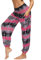 Nuofengkudu Damen Hippie Hosen mit Taschen Haremshosen Yogahosen Leichte Boho Muster High Waist Yoga Hosen Bunt Gemustert Lockere Pumphose Freizeithose Sommer Strand(X-Rosenwasser,One Size)