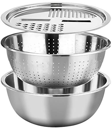 Cabilock - Cesta de vaciado de acero inoxidable 3 en 1 para cocina, versátil