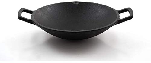 Bhagya Cast Iron Cookware Shallow Kadai 27cm Pre-Seasoned Kadai/Kadhai & Naturally Non-Stick for Fast Food Style Cooking; Perfect for Chinese & Asian Dishes | 100% Toxin-Free