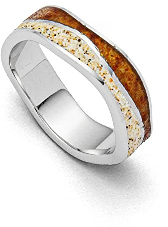DUR Ring Wellen mit Bernstein, aus 925 Sterling Silber, Größe: 56, R5475.56